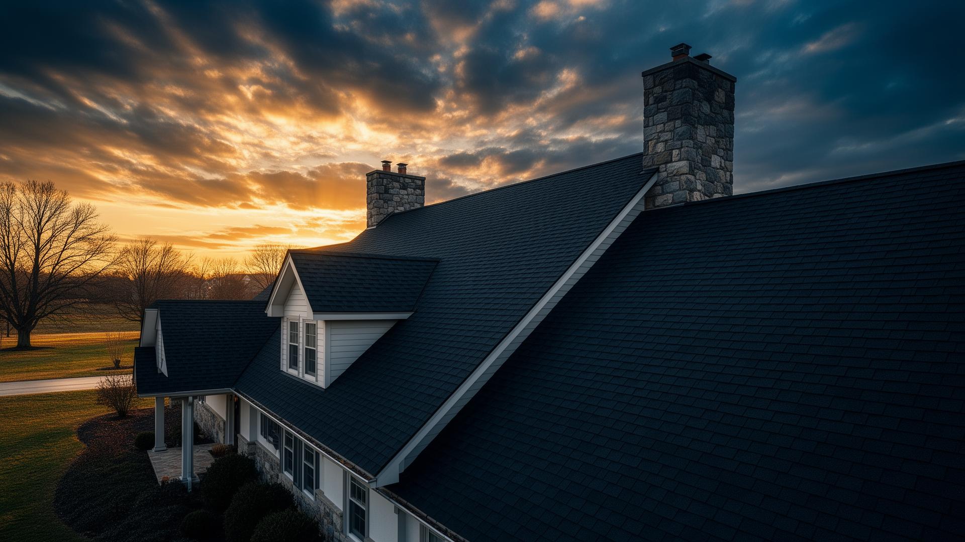Premium roofing project at sunset in Holmes County Ohio